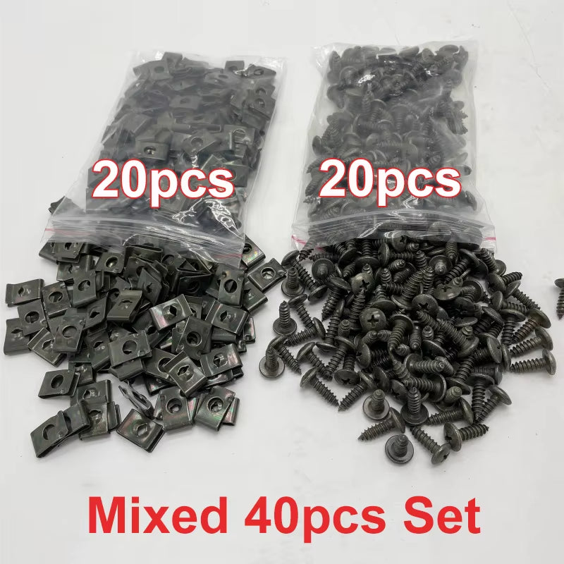 Self Tapping Screws Metal Fastener Clip for Car Motorcycle U-Type Clip with Screw Anti-Rust Protection Clip Screw Iron Sheet Kit