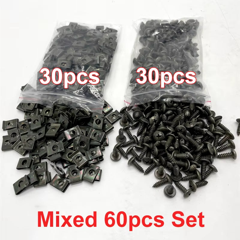 Self Tapping Screws Metal Fastener Clip for Car Motorcycle U-Type Clip with Screw Anti-Rust Protection Clip Screw Iron Sheet Kit